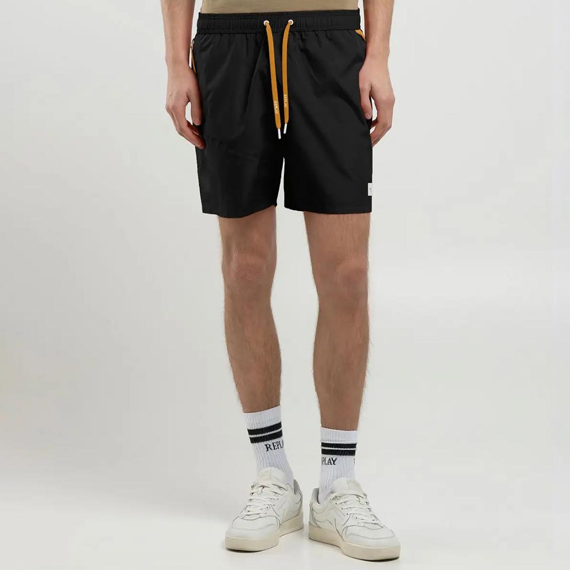Black Contrast Zip Swim Shorts main product photo