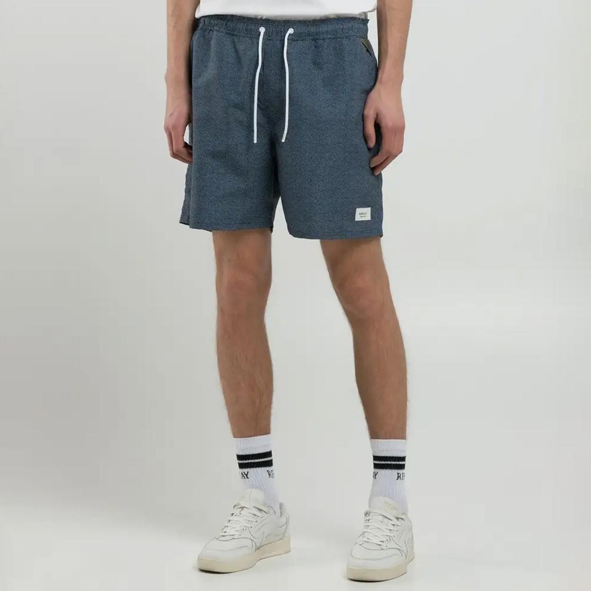 Navy Micro-Patterned Swim Shorts main product photo
