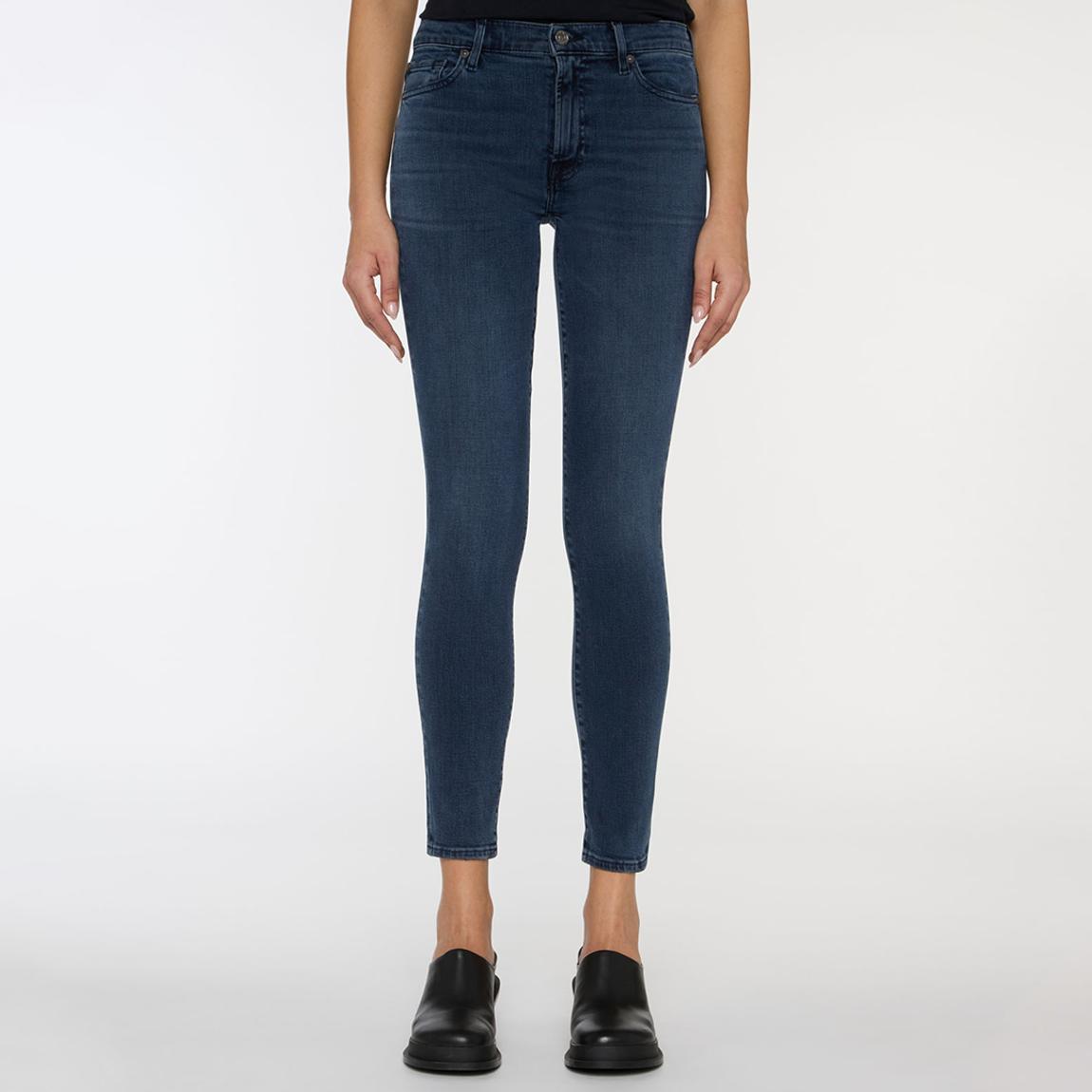 Dark Blue Skinny Fit Crop Stretch Jeans main product photo