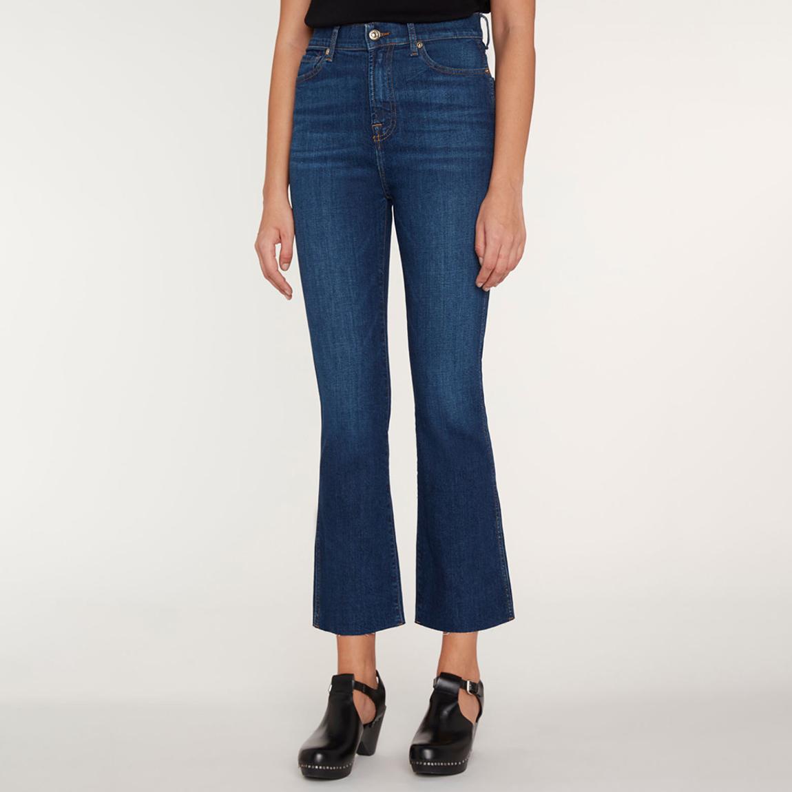 Dark Blue Raw Kick Flare Stretch Jeans main product photo