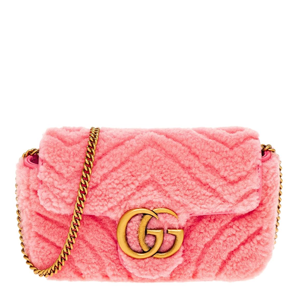 Gucci Pink Shearling Medium Marmont Shoulder Bag main product photo