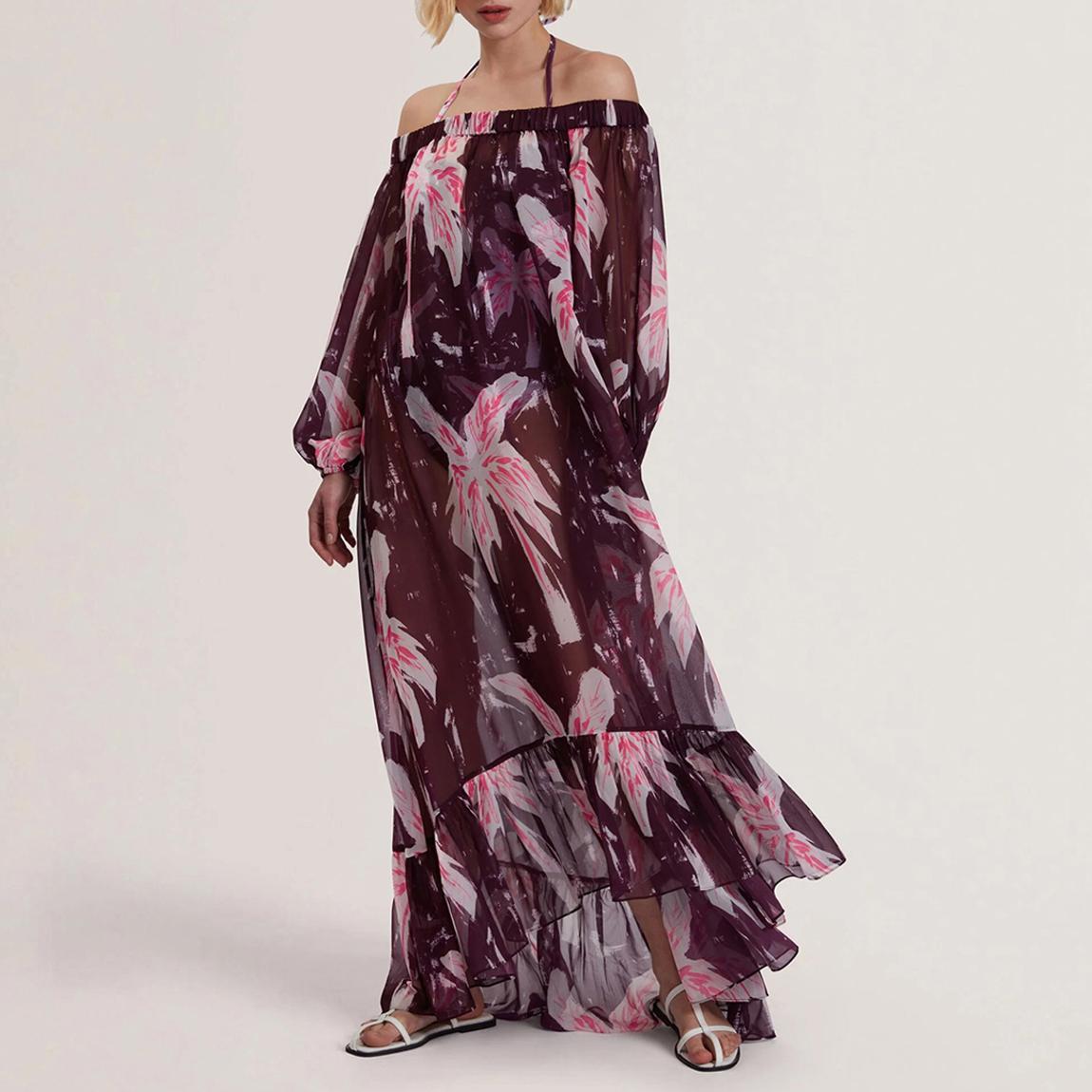 Purple Montaya Bardot Maxi Cover Up Dress main product photo