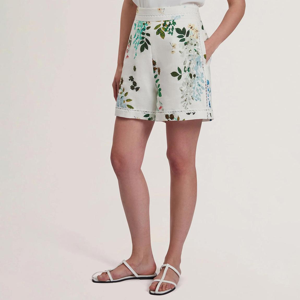 White Vylla Printed Linen Short main product photo