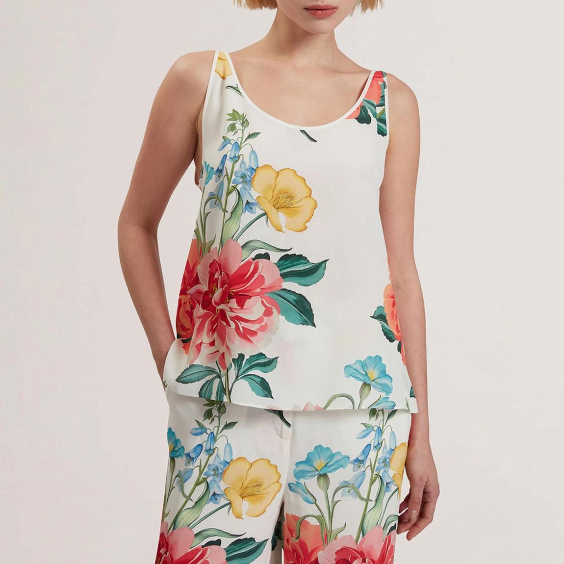 Cream Purrla Scoop Neck Sleeveless Top main product photo