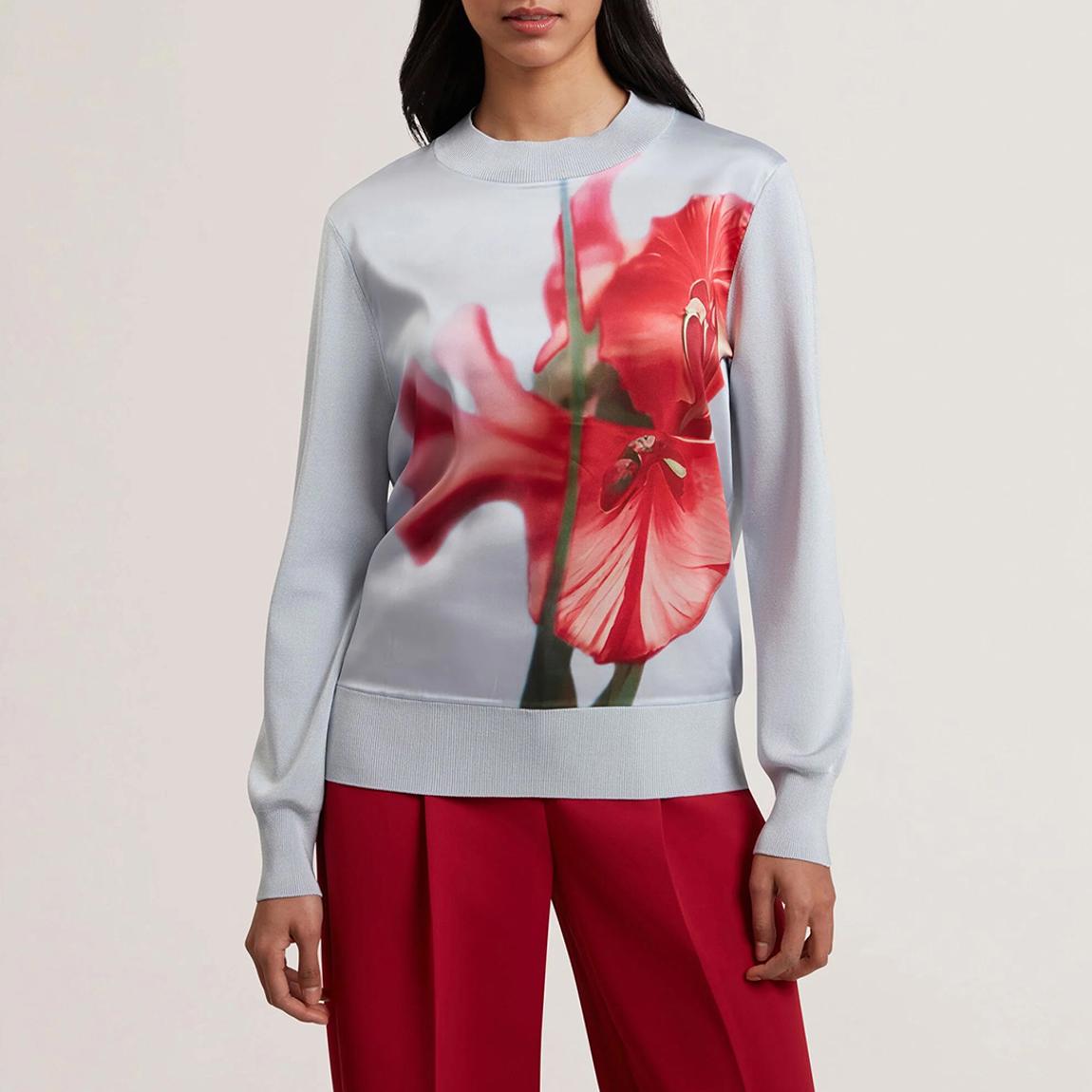 Blue Eloaa Woven Front Printed Sweater main product photo