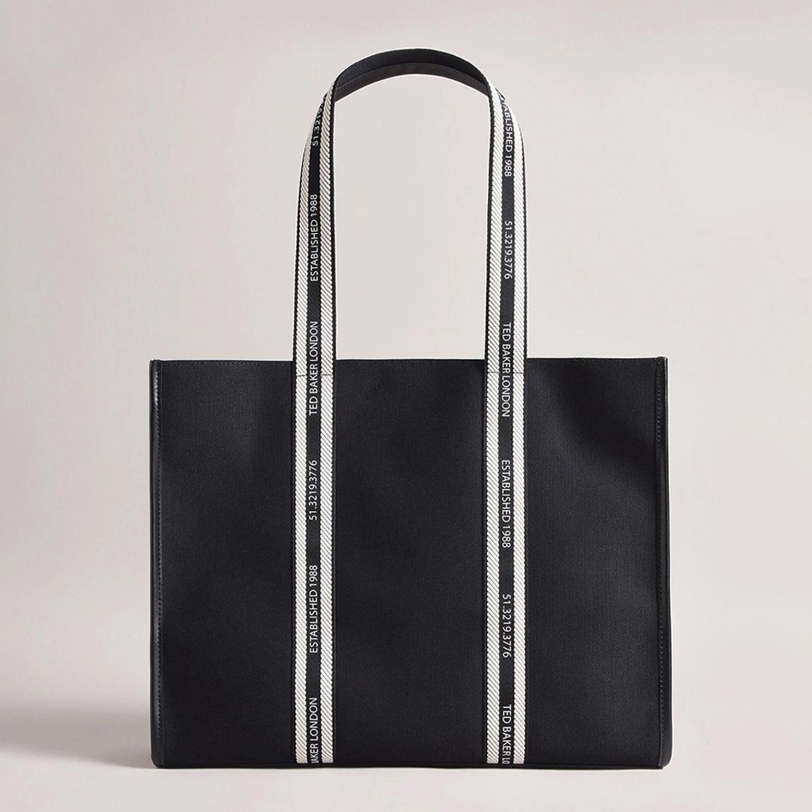 Black Georjey Branded Webbing Canvas Tote main product photo