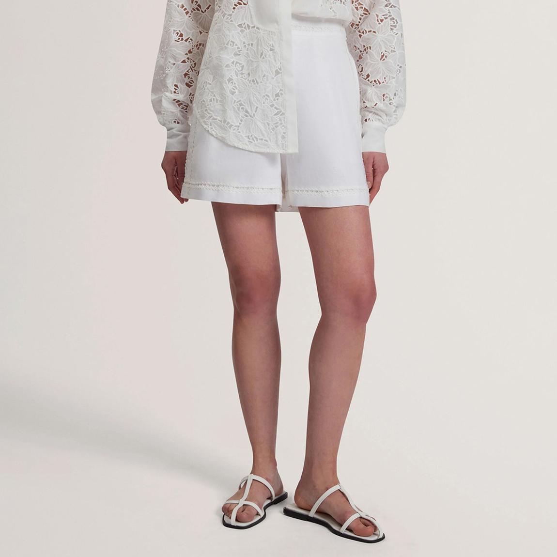 White Buccia Trim Detail Linen Short main product photo