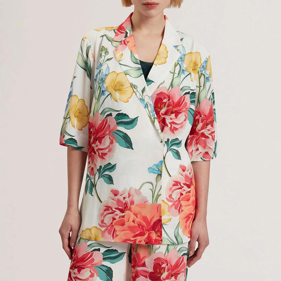 White Nympha Printed Short Sleeve Blouse main product photo