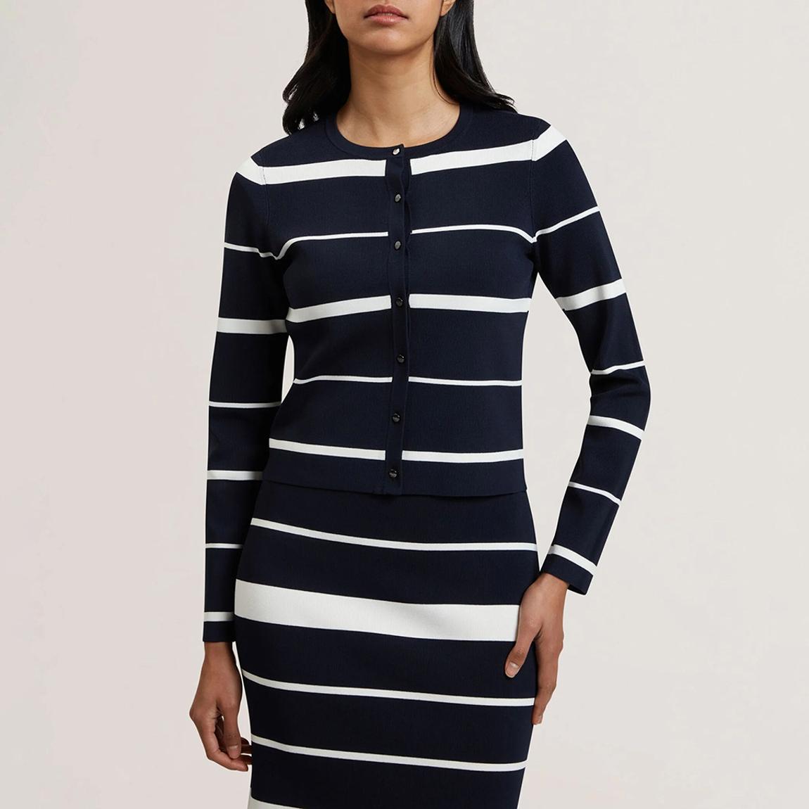 Navy Eloriaa Crew Neck Cardigan main product photo