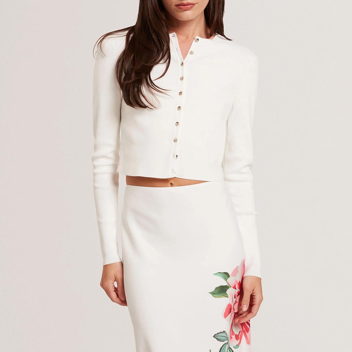 Ivory Emoriyy Cropped Knit Cardigan main product photo
