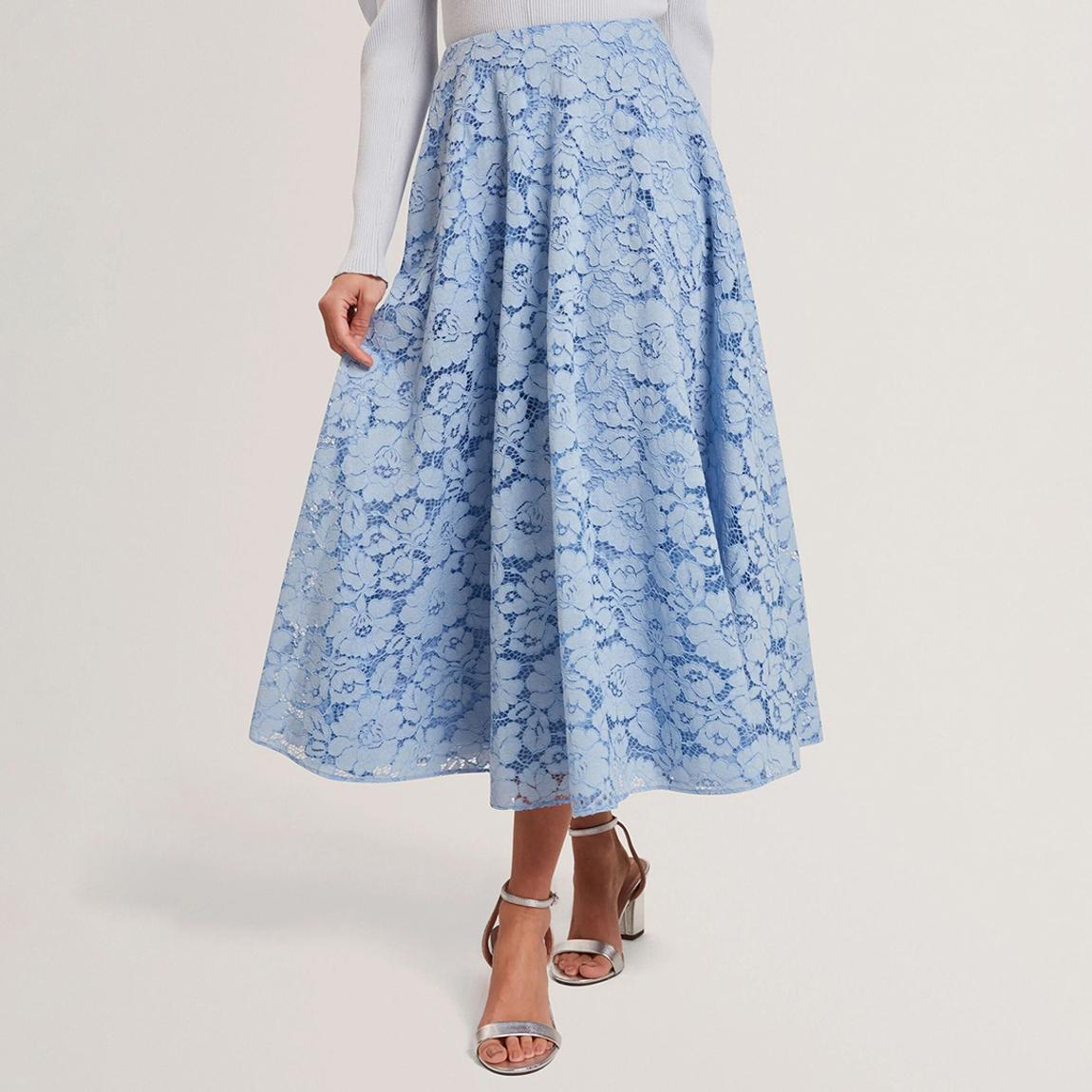 Ted Baker Blue Demiee Bonded Lace Pleated Midi Skirt - BrandAlley Ted Baker Blue Demiee Bonded Lace Pleated Midi Skirt - BrandAlley