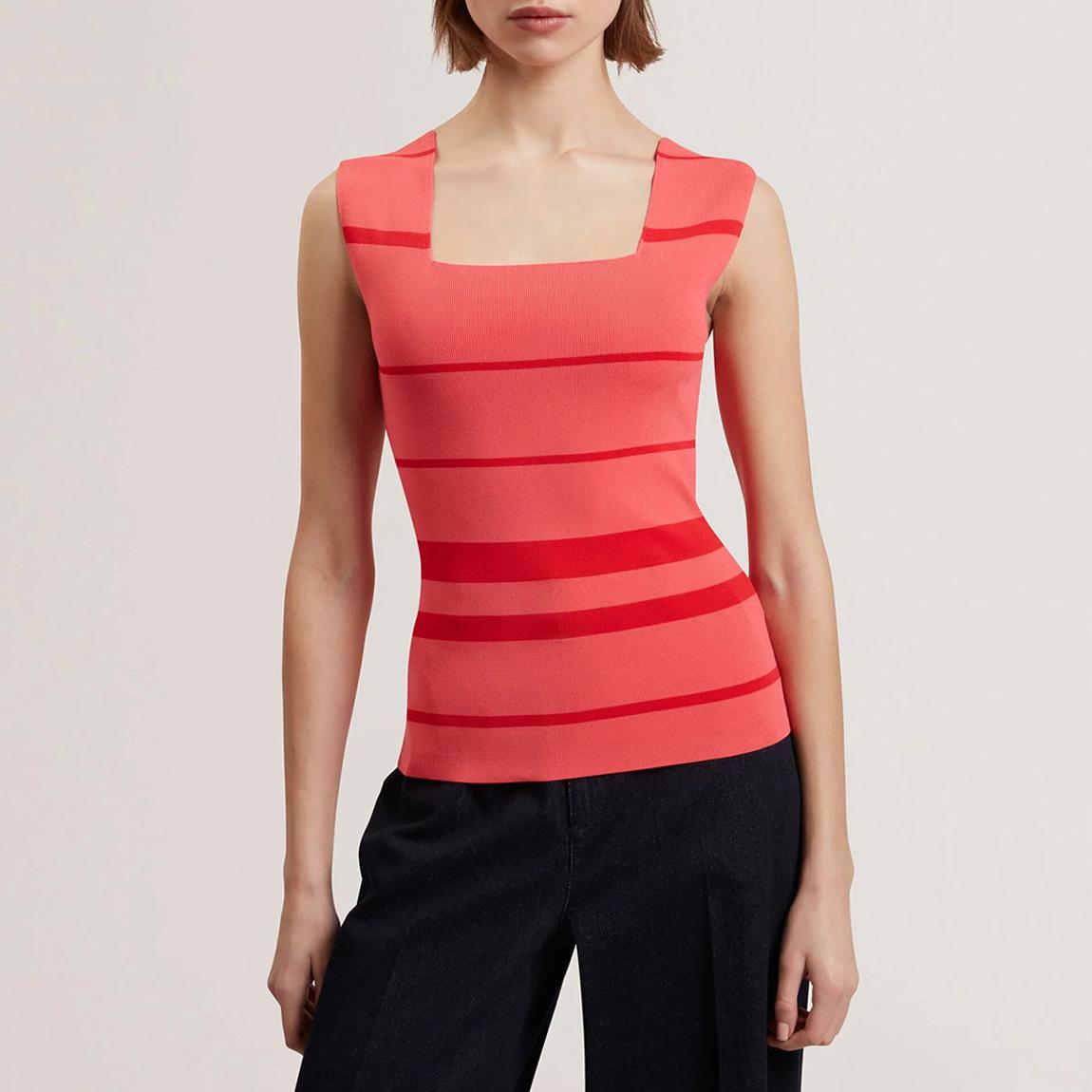 Coral Laydaa Square Neck Stripe Knit Top main product photo