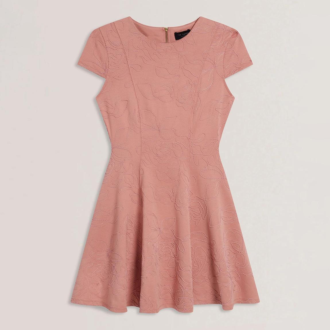 Ted Baker Dusty Pink Clodaa Embroidery Skater Dress - BrandAlley