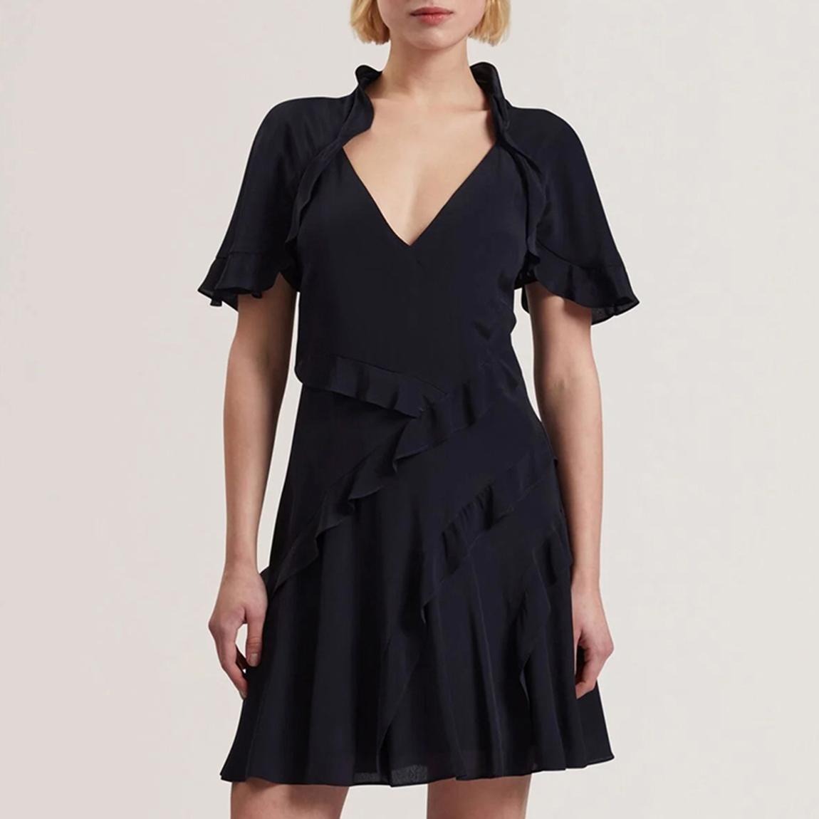 Navy Jojii Frill Detail Mini Dress main product photo