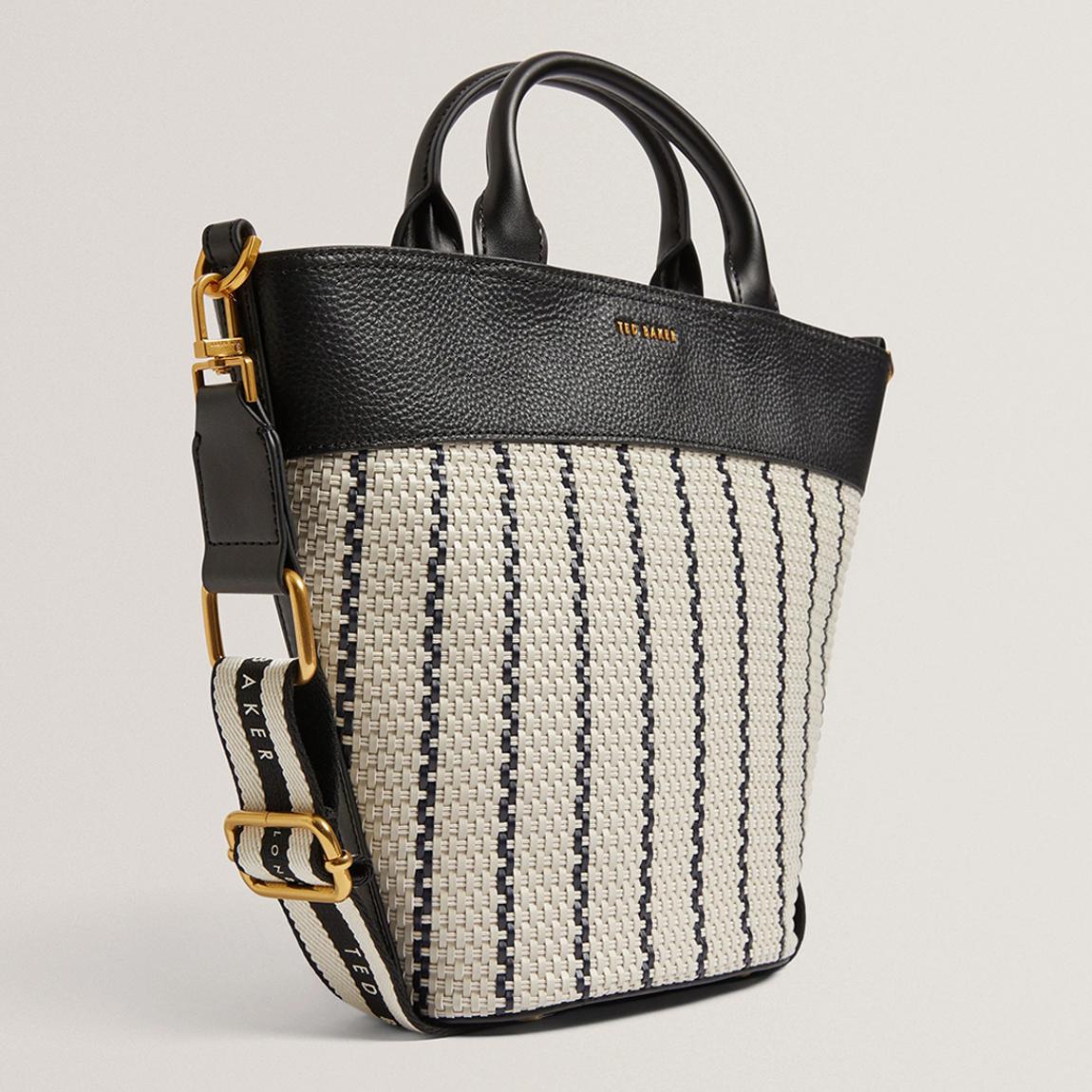 Riveri Woven Leather Trim Bucket Bag With Webbing Strap main product photo