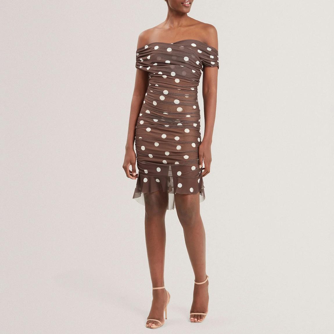 Brown Tildahh Cross Over Mesh Dress main product photo