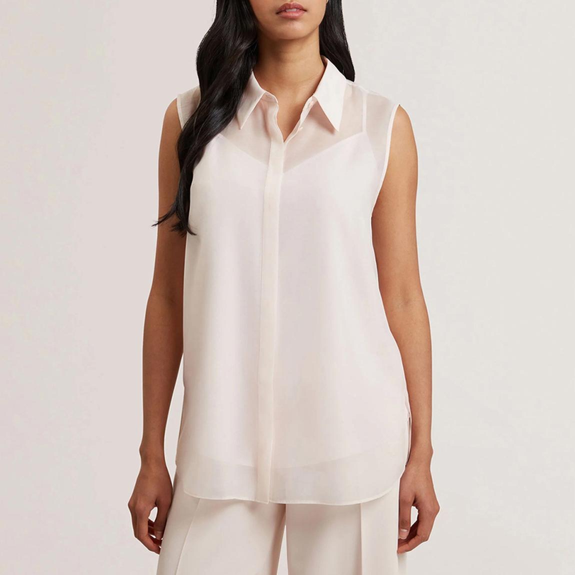 Pink Norella Button Down Sleeveless Shirt main product photo