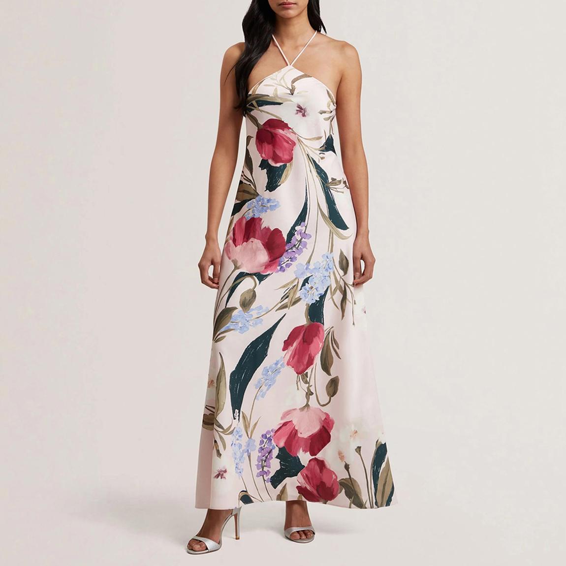 Pink Almaria Halter Neck Bias Cut Dress main product photo