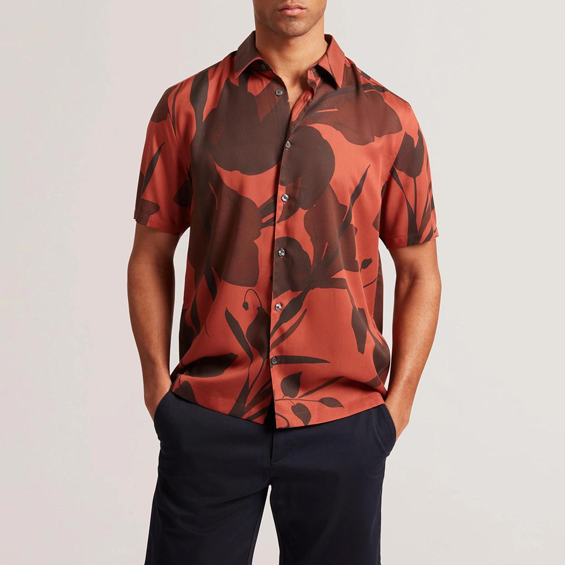 Ted Baker Red Pineda Relaxed Floral Print Shirt - BrandAlley