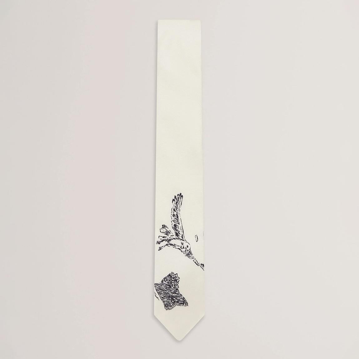Cream Benhall Seagull Motif Silk Tie main product photo