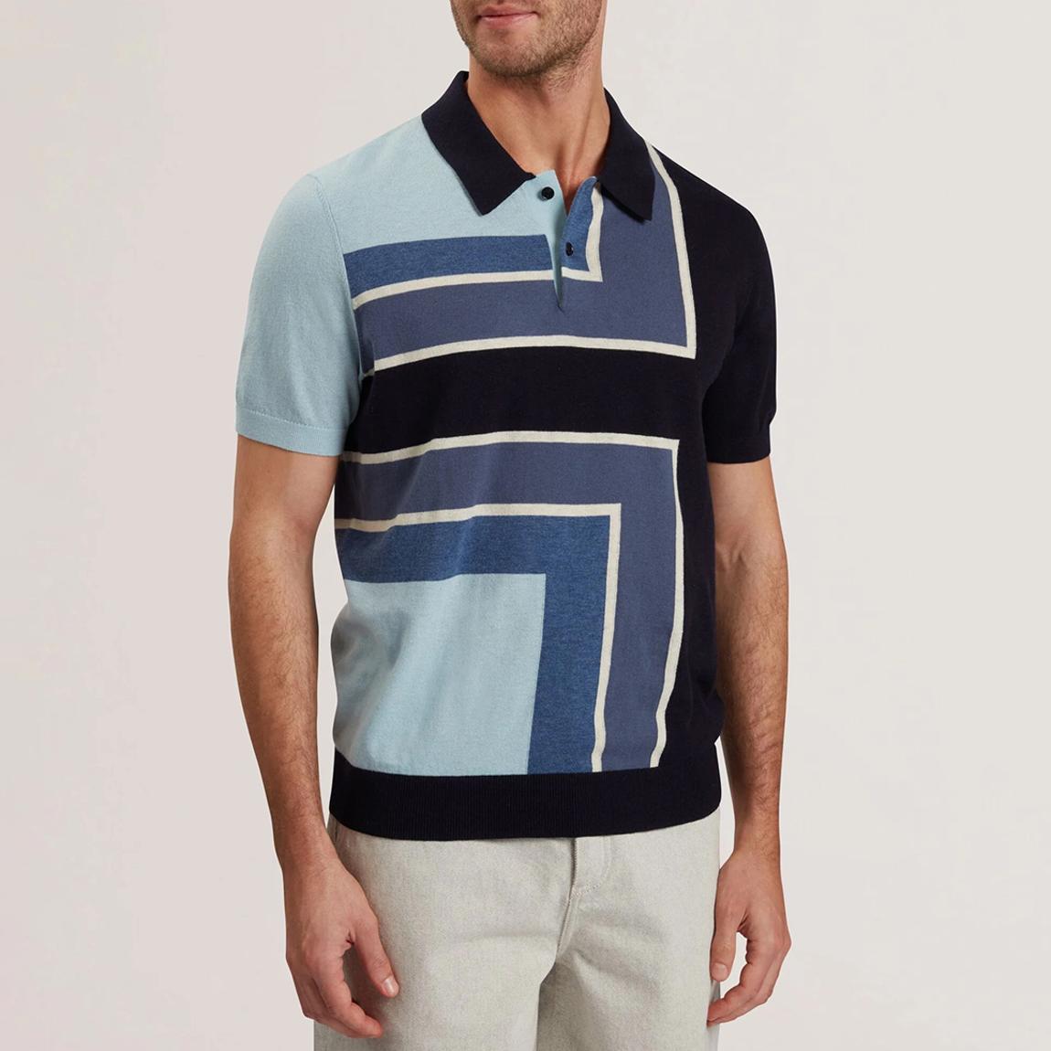 Navy Ralfe Colour Blocked Polo Top main product photo