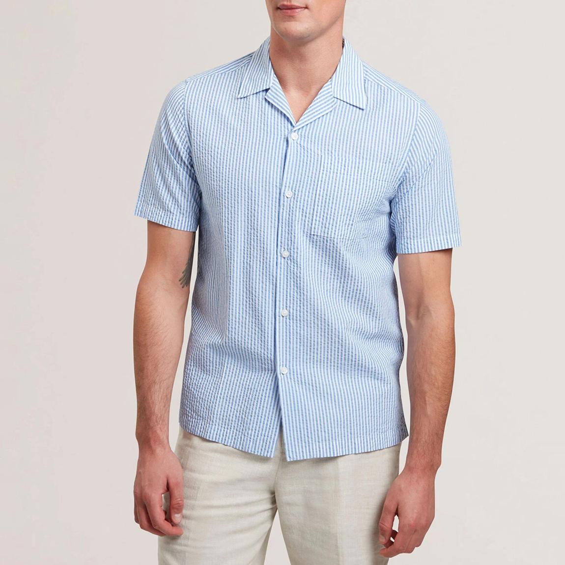 Blue Ellyson Relaxed Seersucker Shirt main product photo