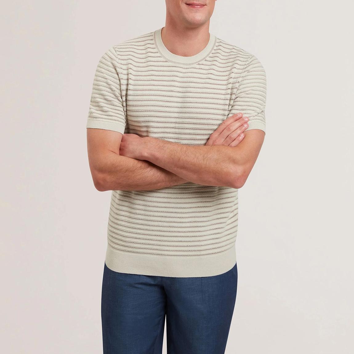 Ecru Lain Textured T-Shirt main product photo