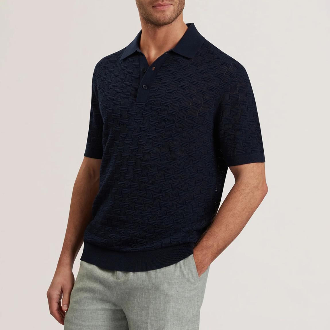 Navy Waterby Silk Cotton Polo Top main product photo