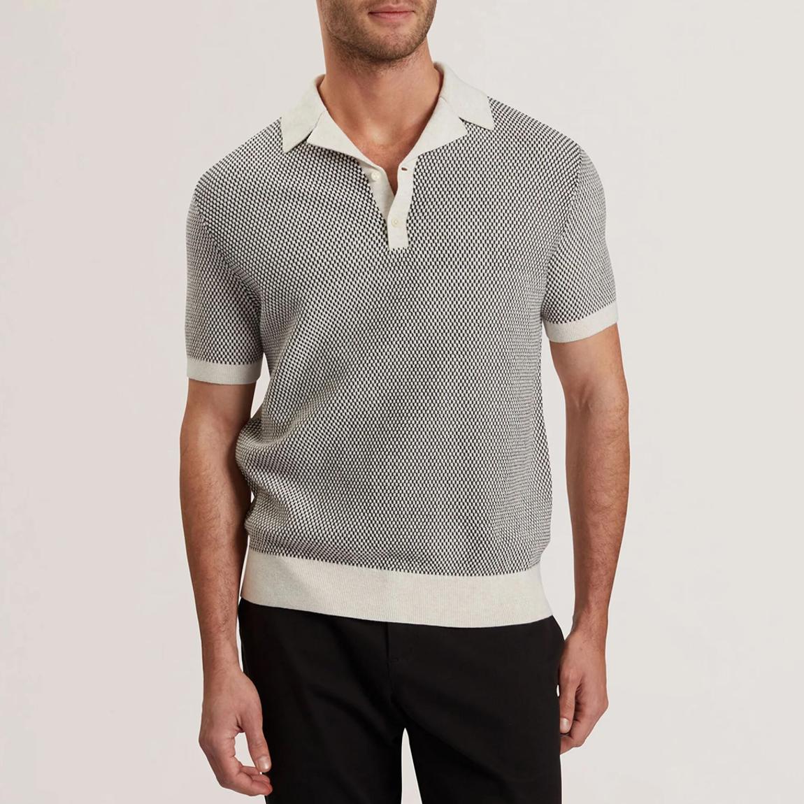 Grey Gregry Small Stitch Knitted Polo Shirt main product photo