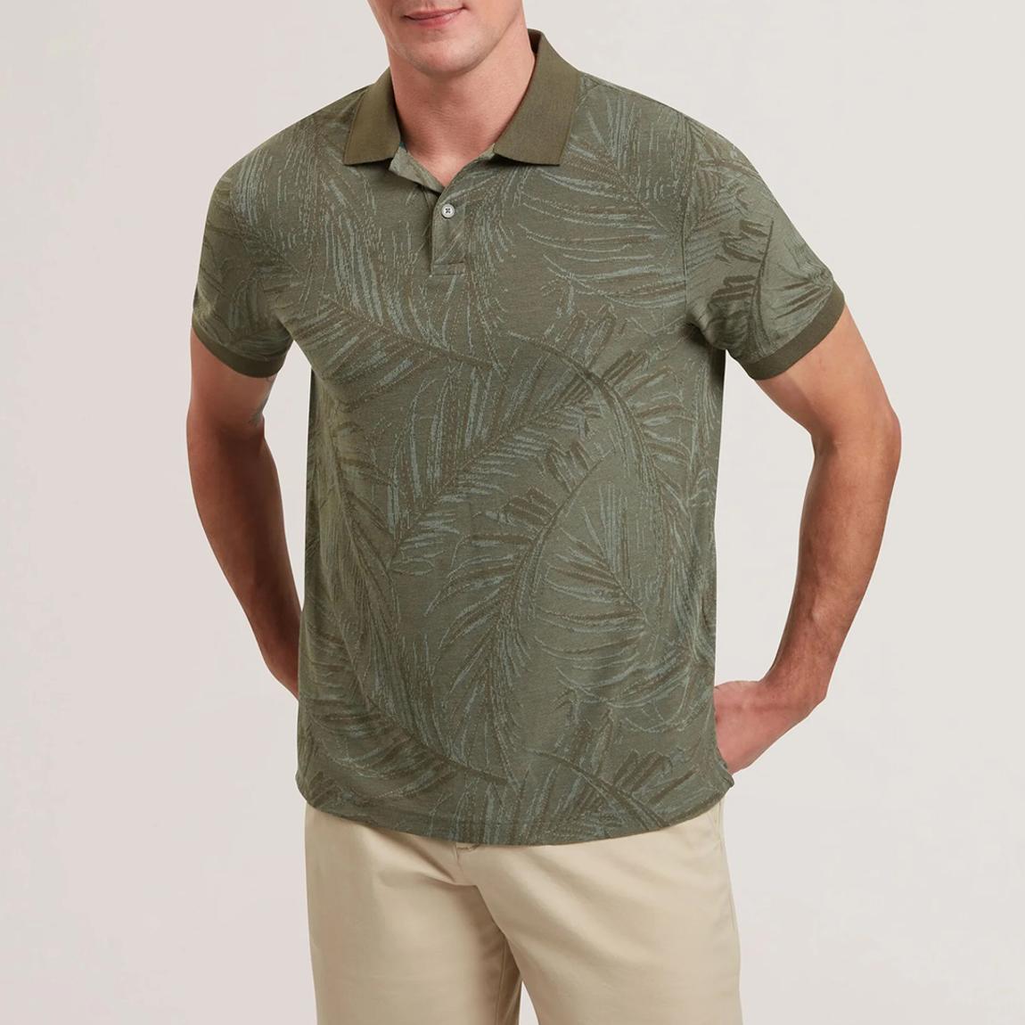 Khaki Edwine Regular Leaf Print T-shirt main product photo