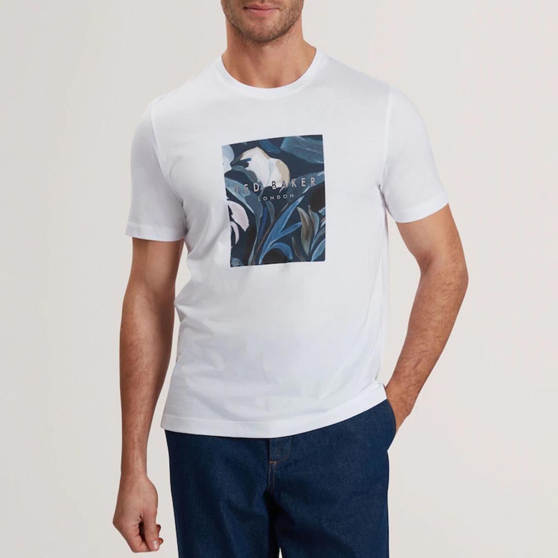 White Justino Box Print Graphic T-shirt main product photo