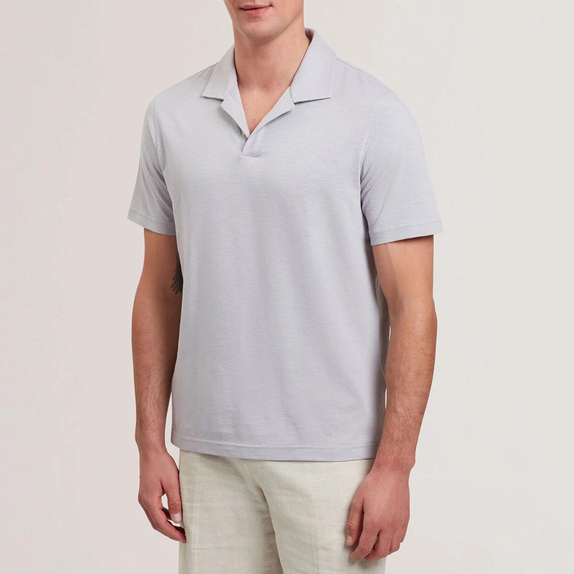 Purple Anito Cotton Linen Open Polo Shirt main product photo