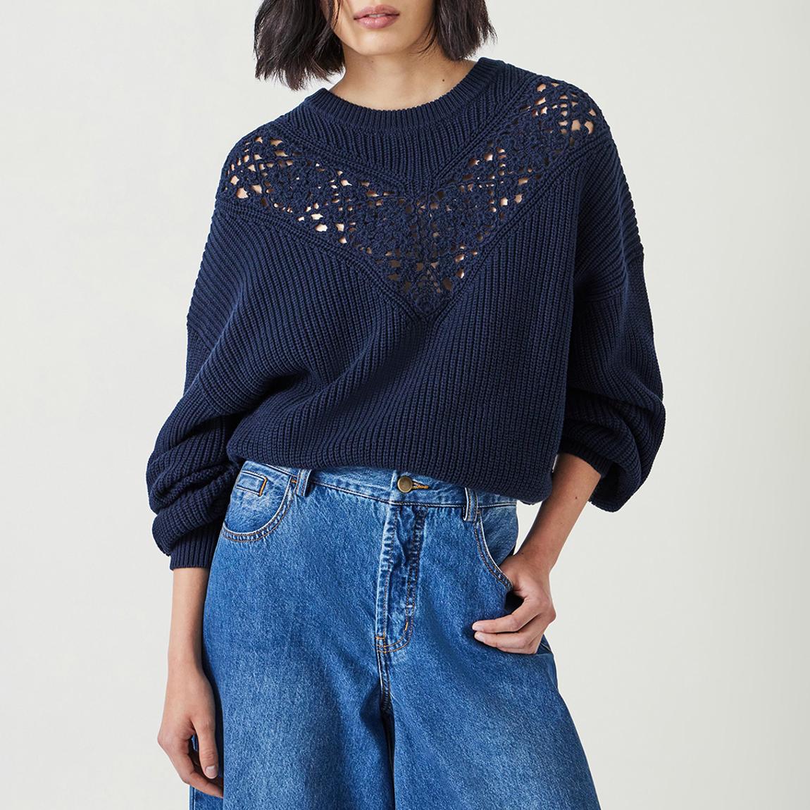 Navy Louise Lace Panel Jumper main product photo