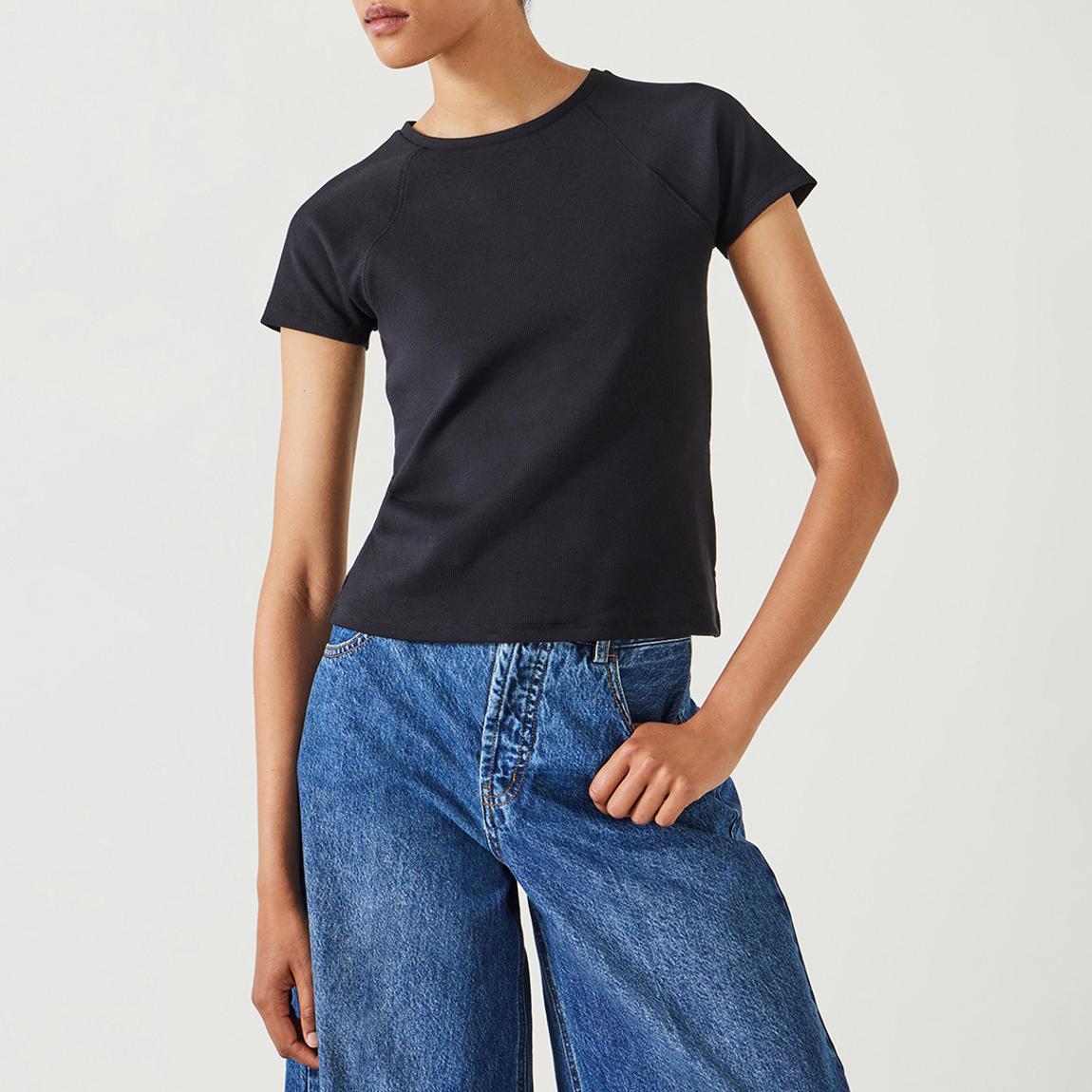 Black Deven Ribbed Baby Tee main product photo