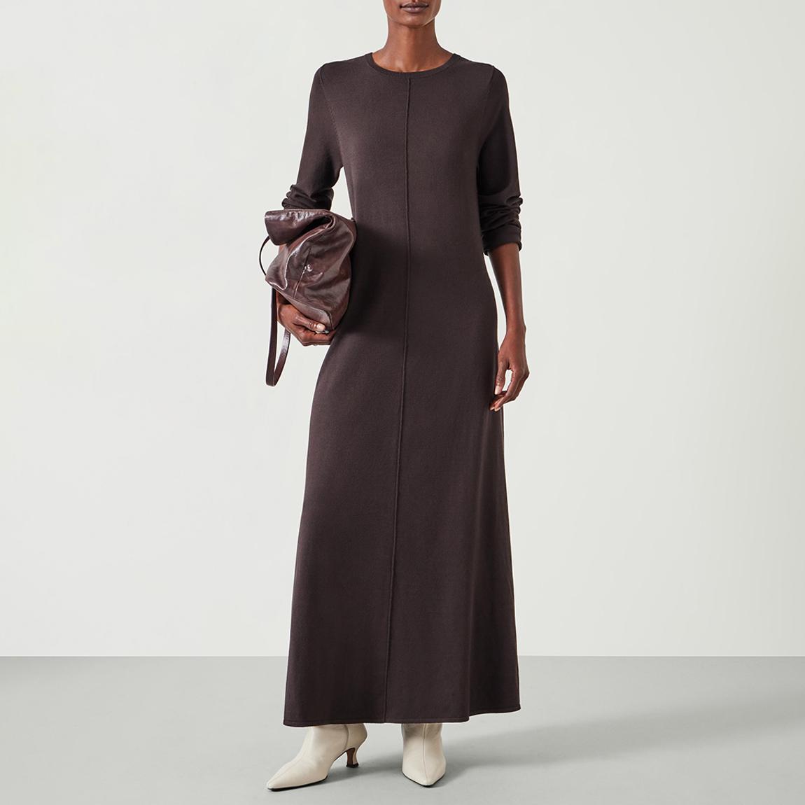hush brown dress Woven Flower print Flannel Dress main image 0