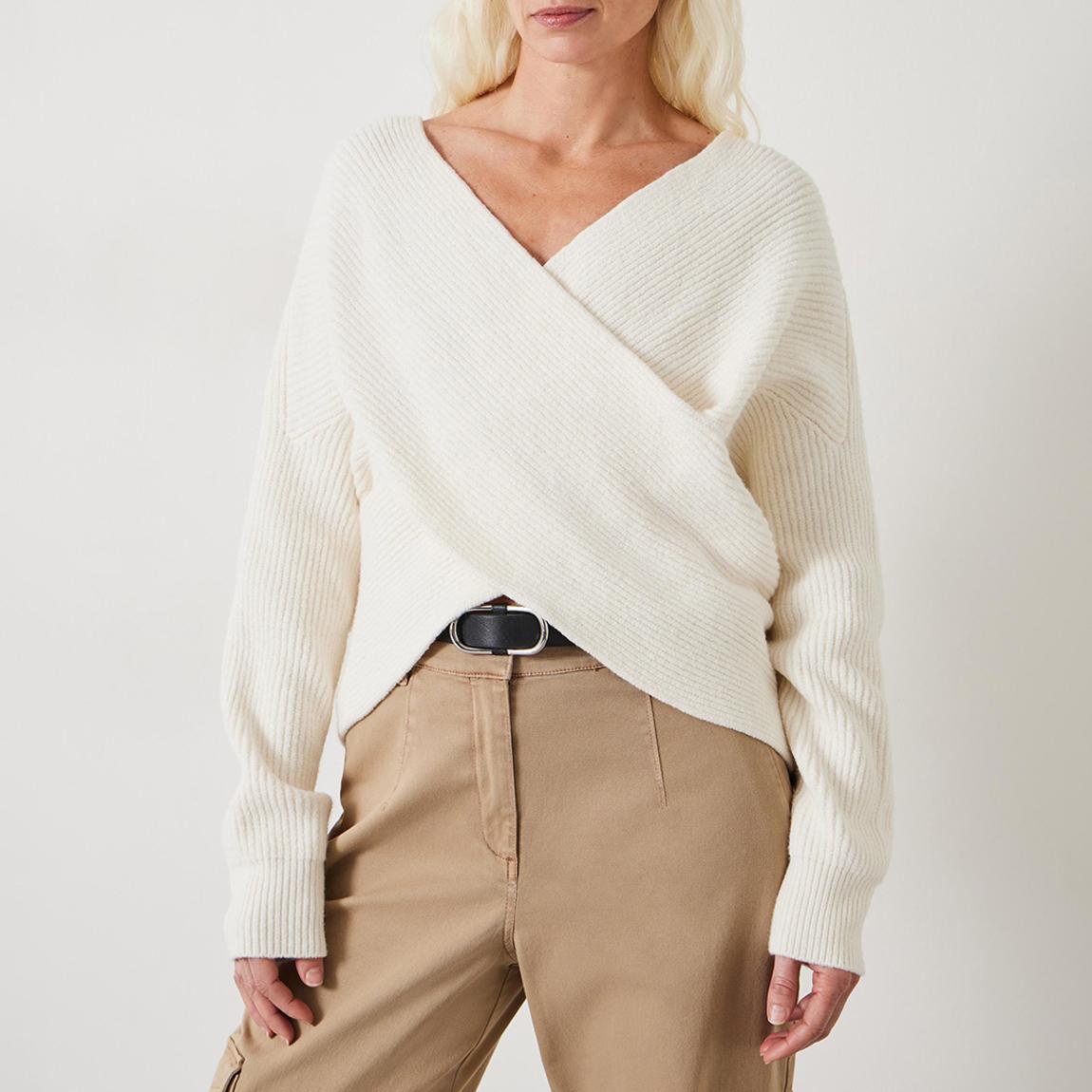 Ivory Bronte Cross Front Knit Jumper main product photo