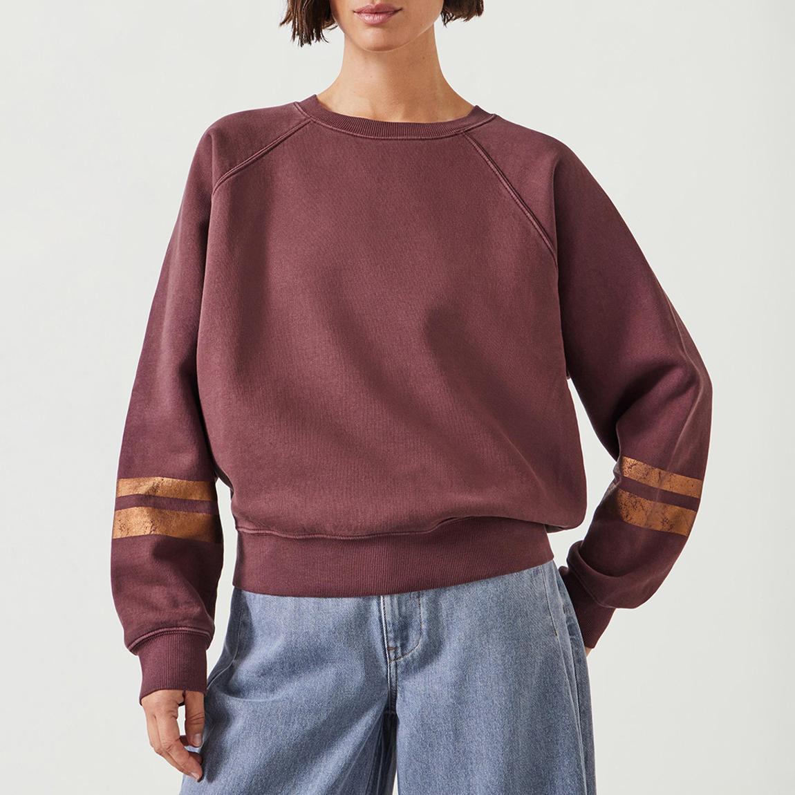 Chocolate Brown Gemma Foil Stripe Sweatshirt main product photo