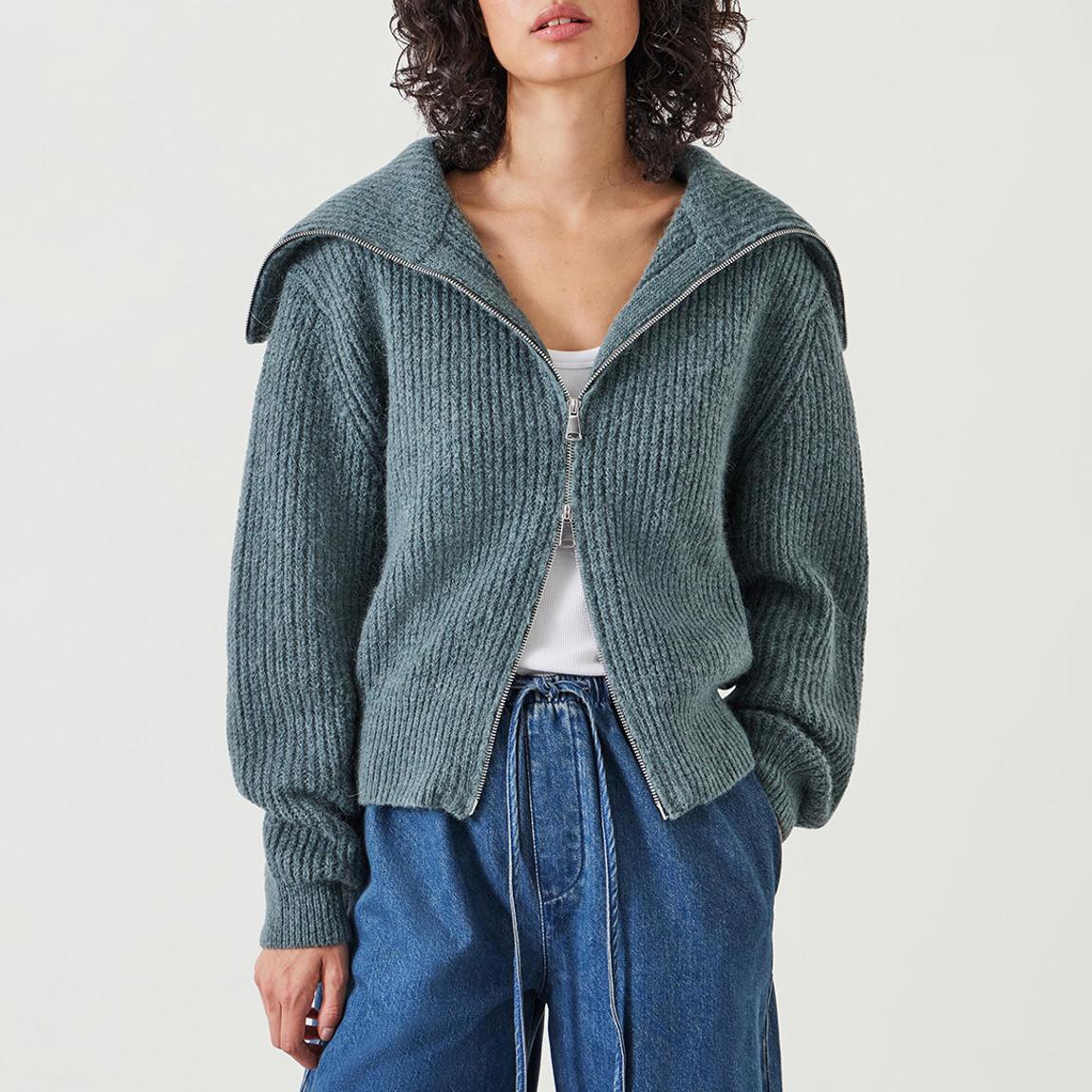 Grey Marl Zanna Wool Blend Zip Cardigan main product photo