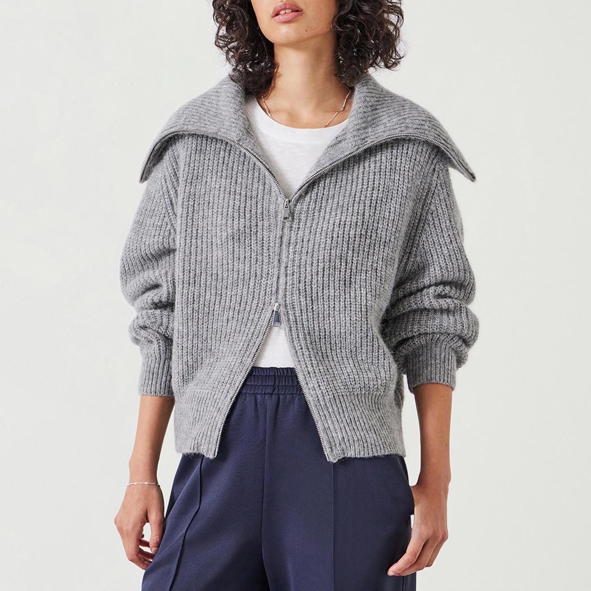 Grey Marl Zanna Wool Blend Zip Cardigan main product photo