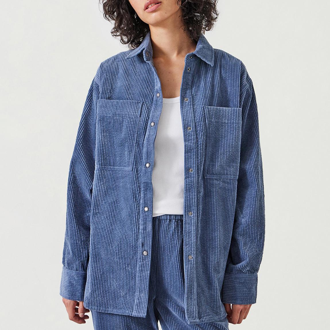 Dusty Blue Cleo Oversized Cord Shirt main product photo