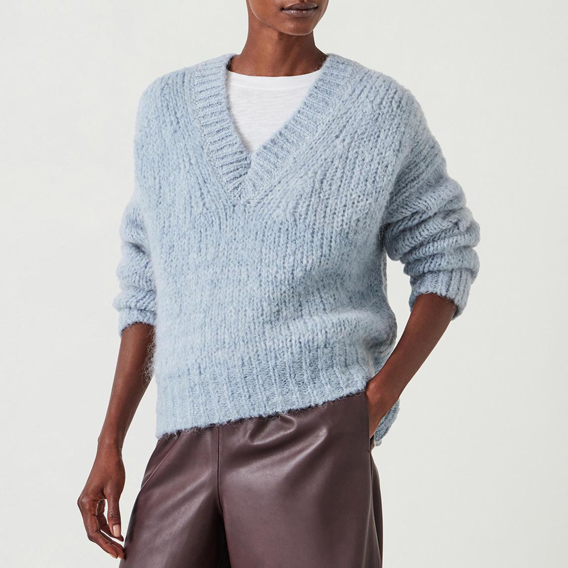 Powder Blue Frankie V Neck Cropped Jumper main product photo