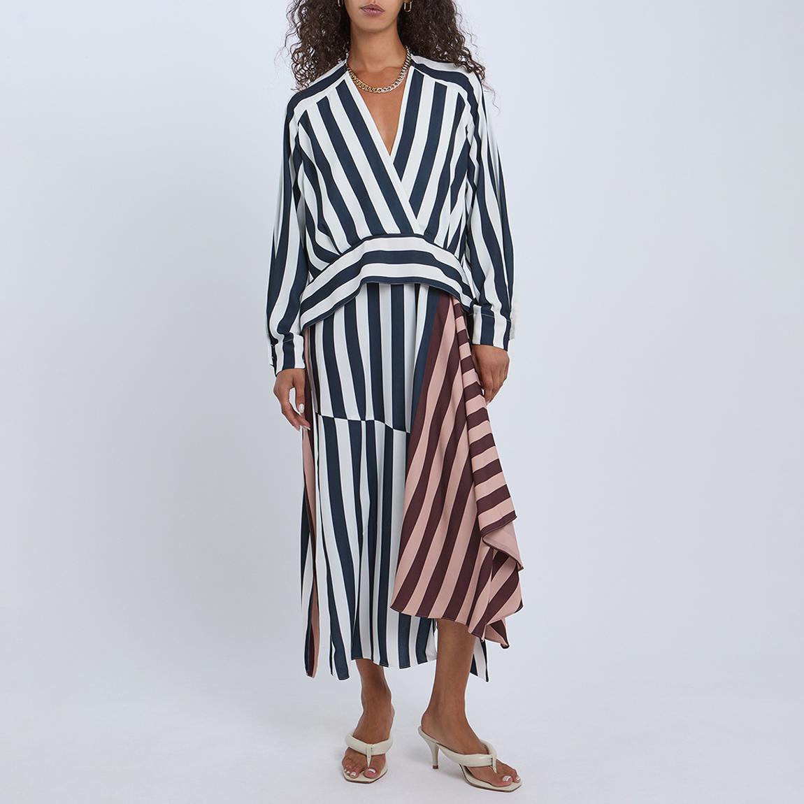 Navy Nola Colourblock Stripe Midi Dress main product photo