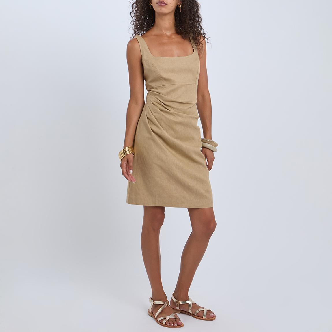 Beige Piper Linen Blend Mini Dress main product photo