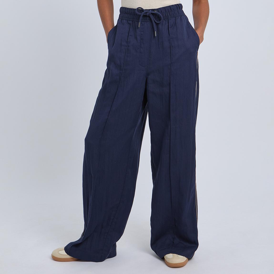Navy Carrie Side Stripe Wide Leg Joggers main product photo