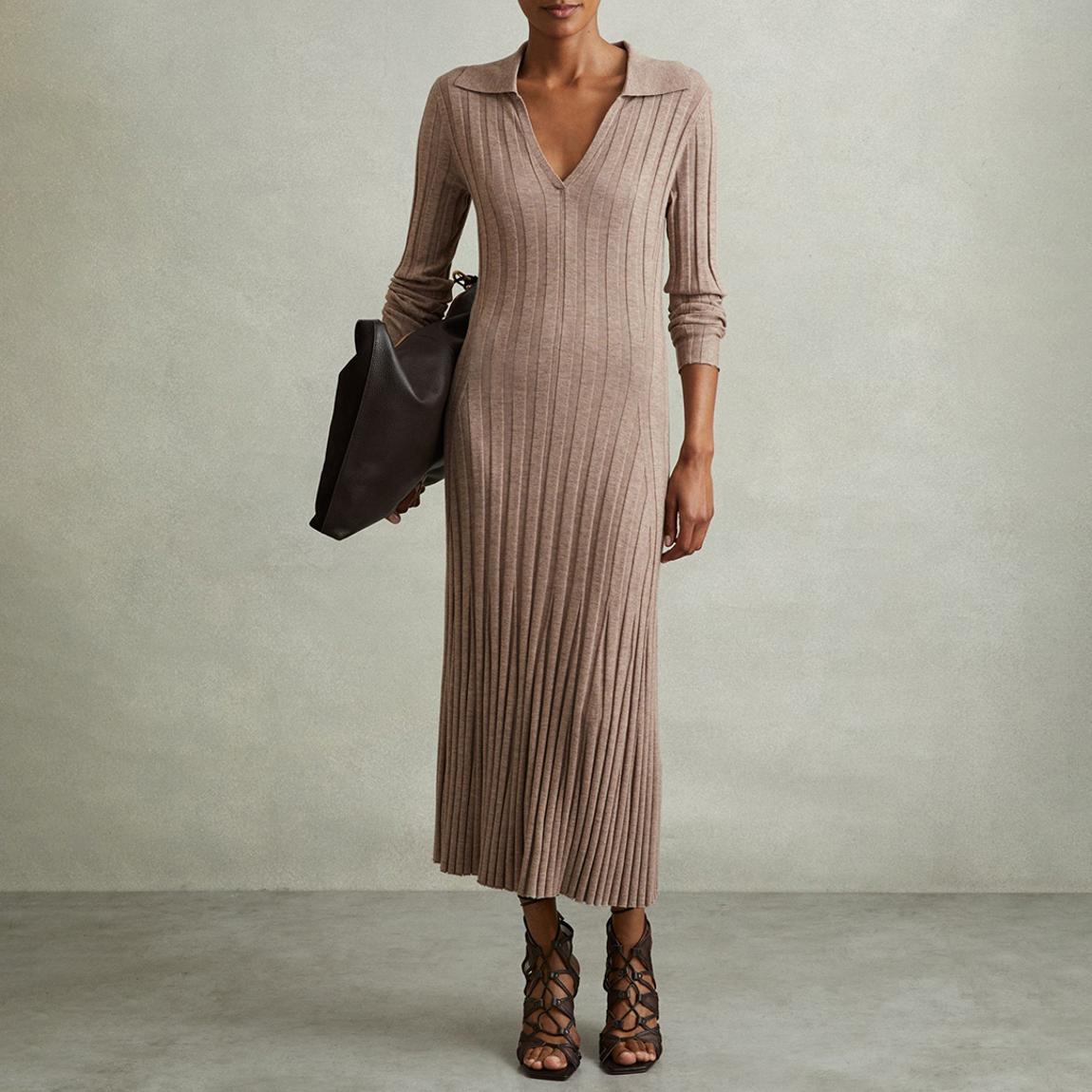 Beige Winny Wool Cashmere Midi Dress main product photo