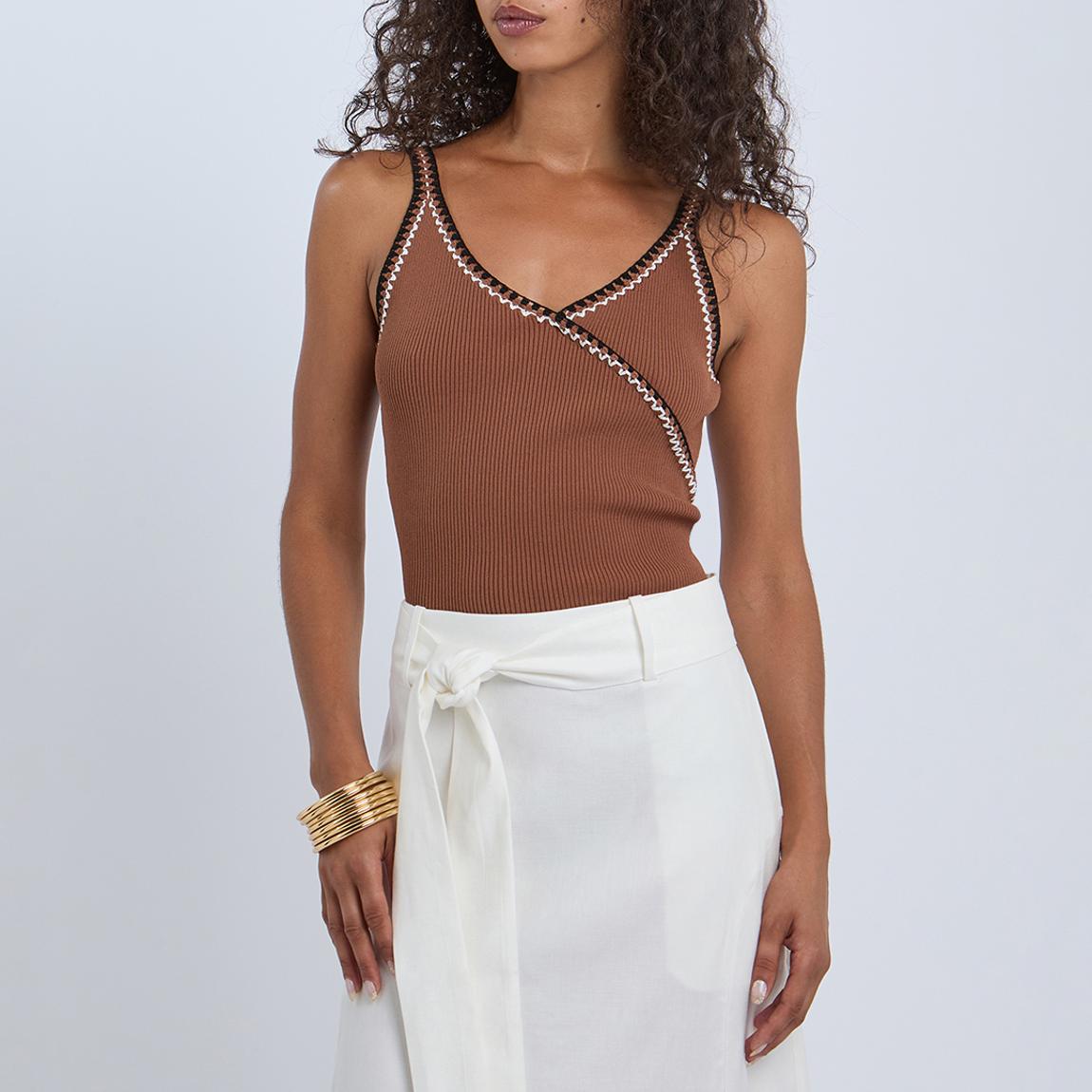Camel Kiki Crochet Trim Vest Top main product photo