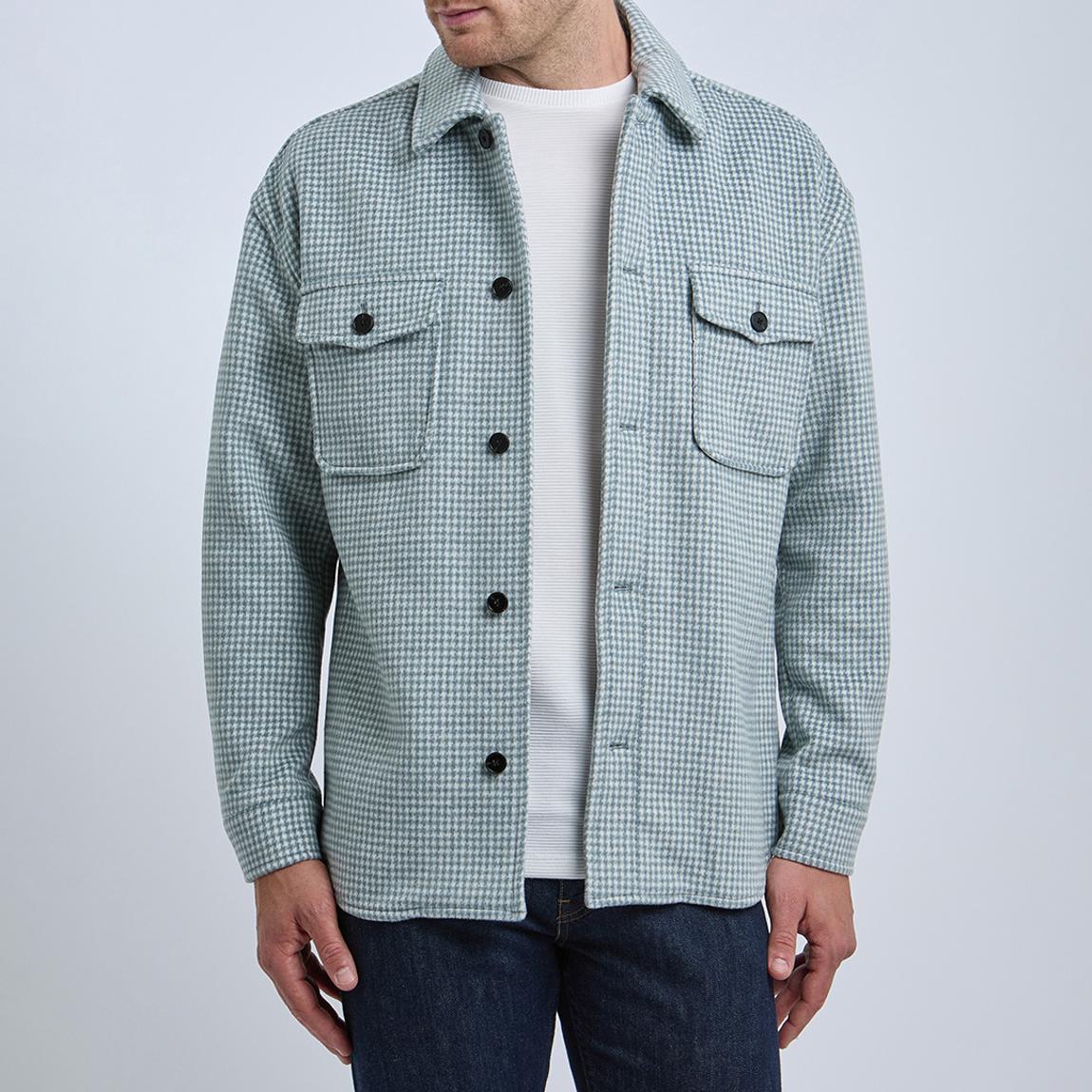 White/Blue Zack Houndstooth Oversized Overshirt main product photo