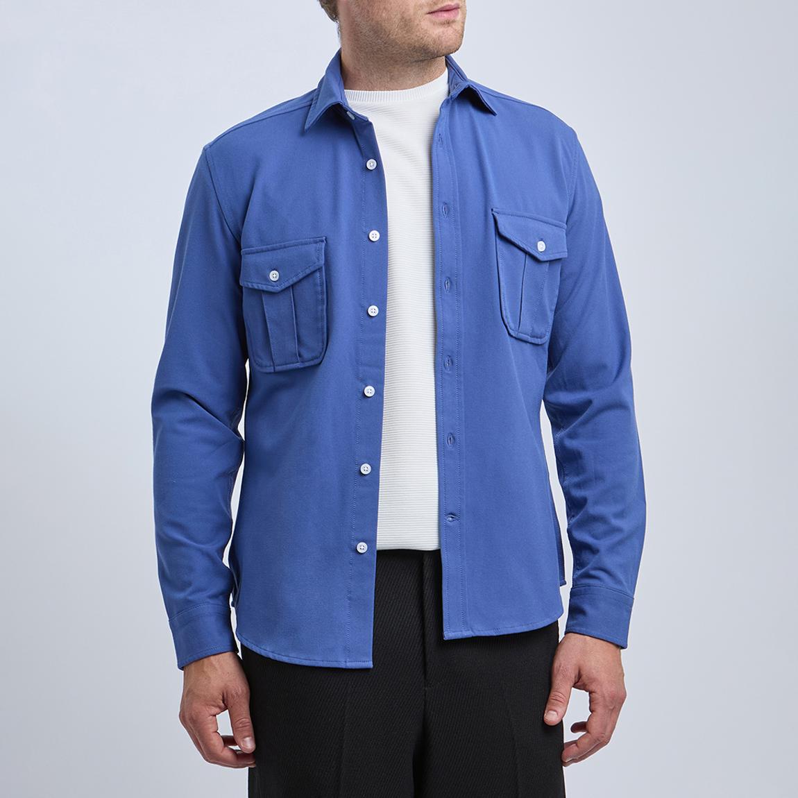 Dark Blue Charlie Button Through Overshirt main product photo