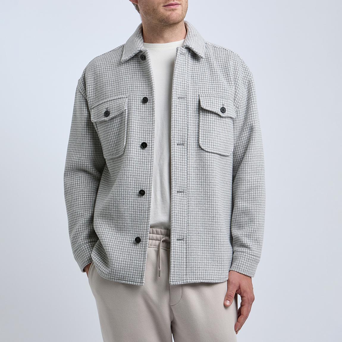 White/Grey Zack Houndstooth Oversized Overshirt main product photo