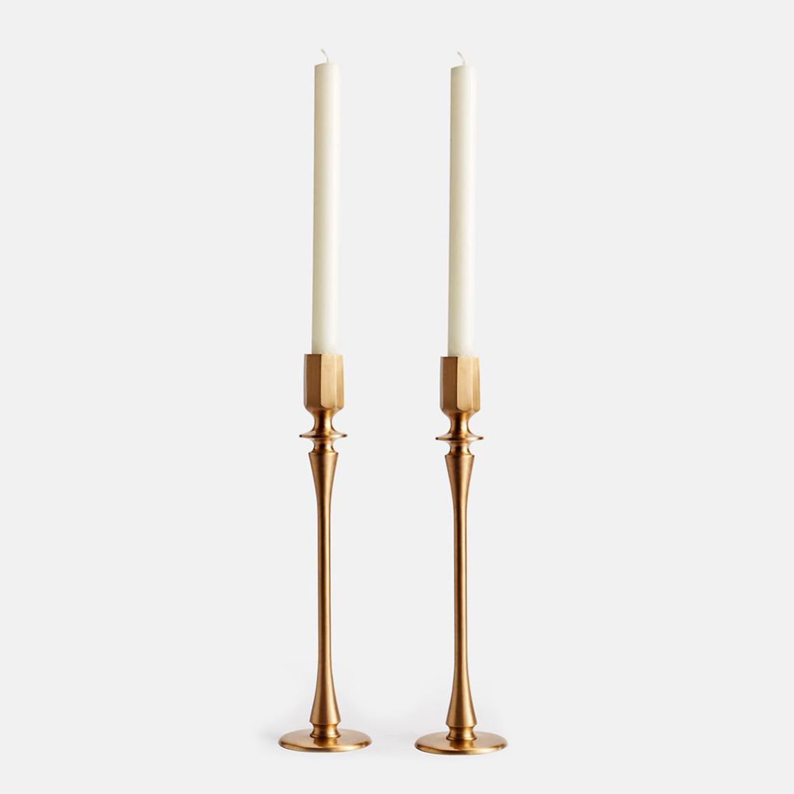 Set of 2 Hansen Brushed Brass Large Candleholders main product photo